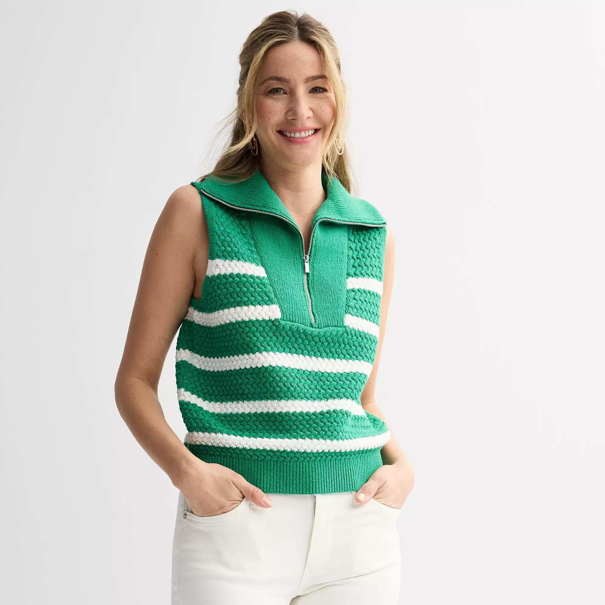 Petite Sonoma Goods For Life Quarter-Zip Sweater Vest, Womens Product Image
