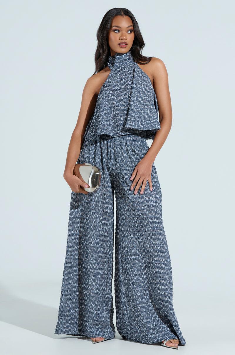MULTI TEXTURED SLEEVELESS PEPLUM TOP Product Image
