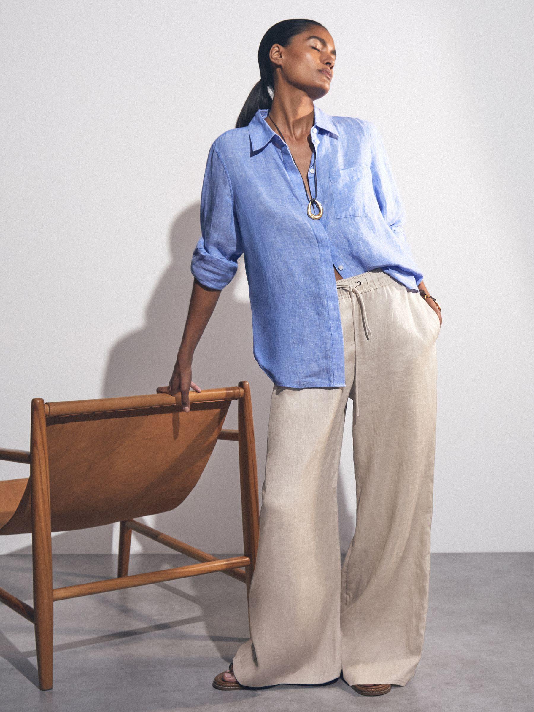 Petite Side Button Wide Leg Jeans in Cream Product Image