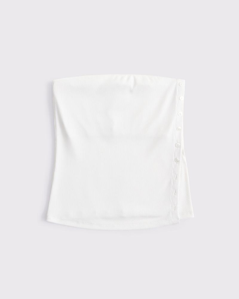 Powdered Rib Side-Button Tube Top Product Image