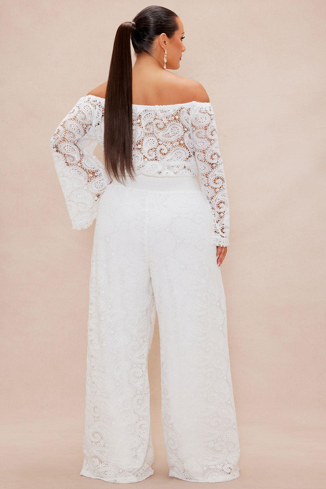 Marina Crochet Pant Set - White Product Image