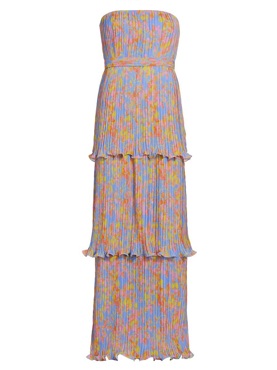 Womens Laine Floral Strapless Tiered Gown Product Image