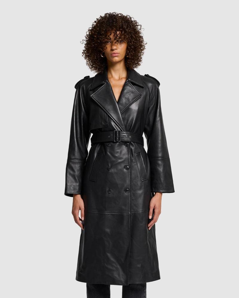 Italian Leather Trench Coat Product Image