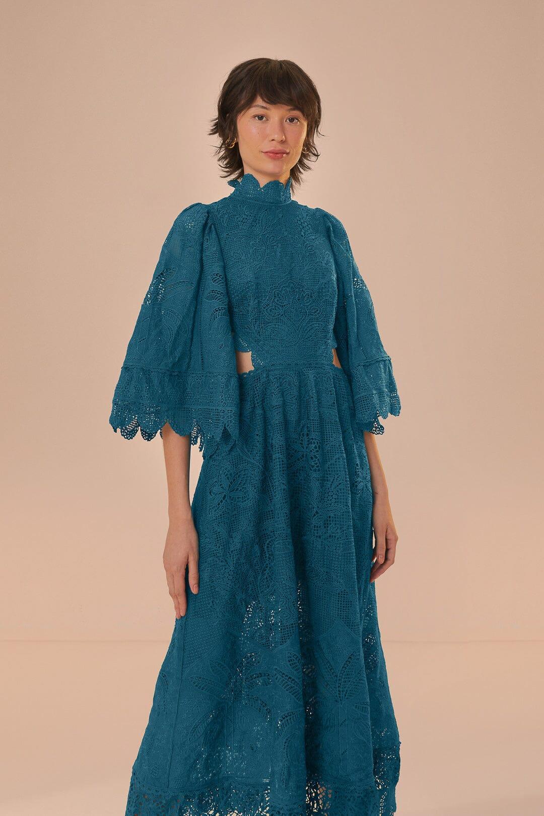 Green Guipire Cut-Out Midi Dress Product Image