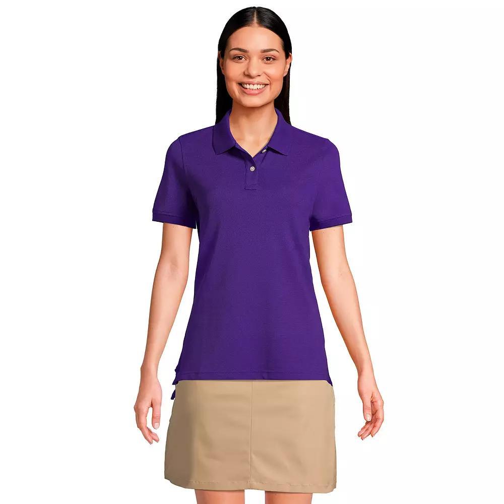 Womens Lands End School Uniform Short Sleeve Mesh Polo Shirt Classic Blue Product Image