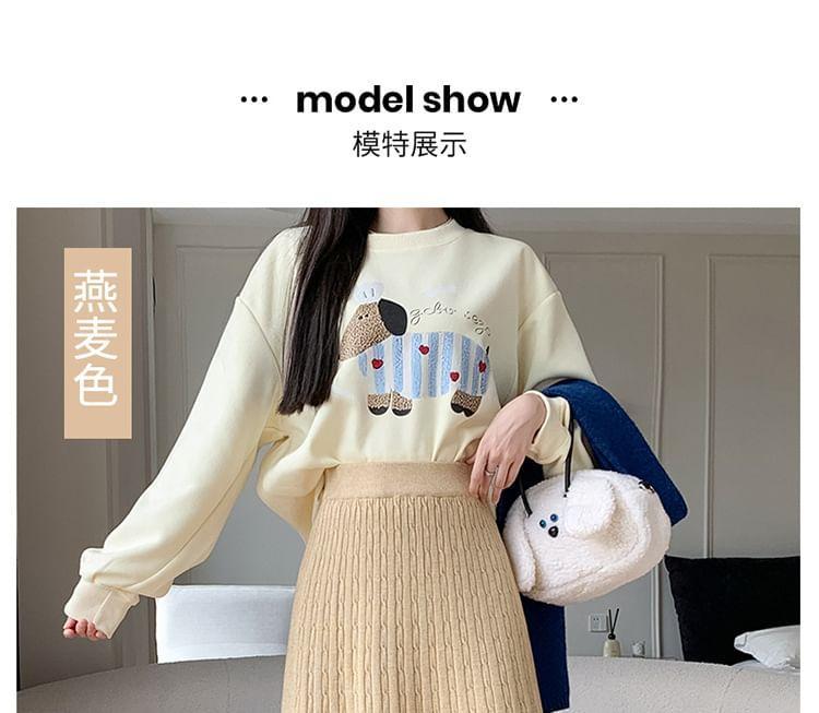 High Waist Ruffle Hem Knit Midi A-Line Skirt Product Image