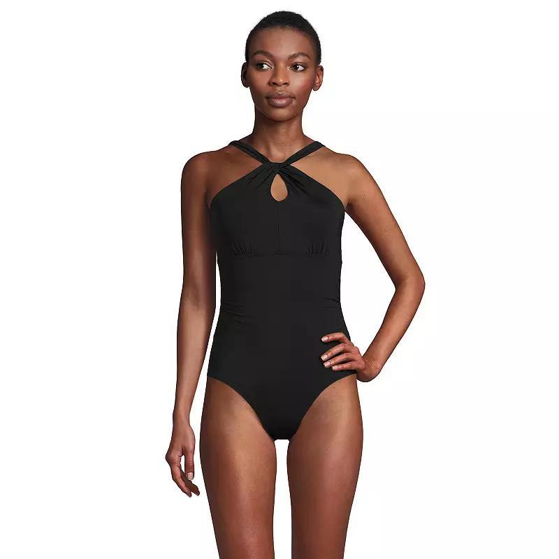 Women's Lands' End Chlorine Resistant Multi Way One-Piece Swimsuit, Size: Large, Black Product Image