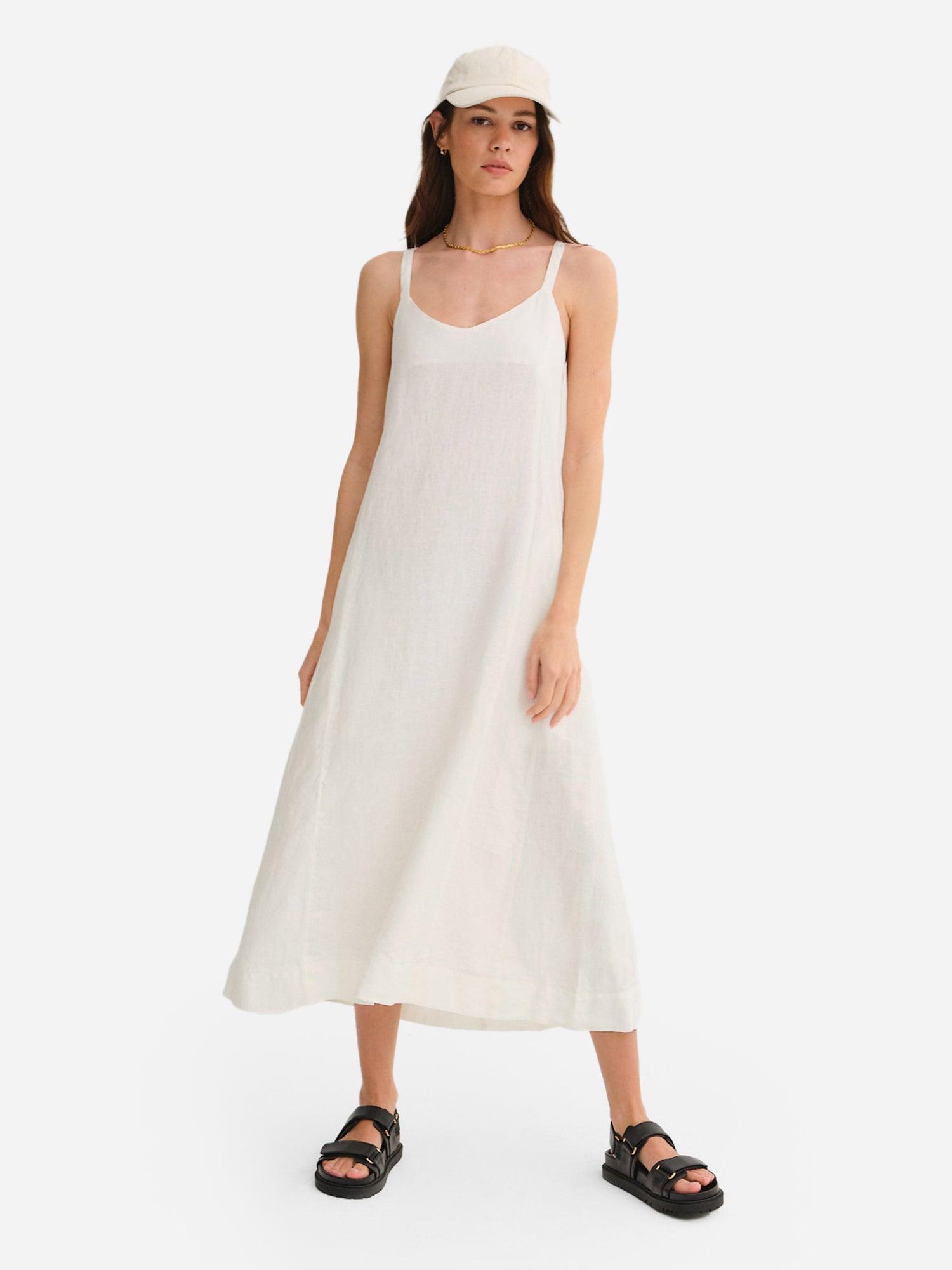 Organic Linen Tie Back Maxi Dress Female Product Image
