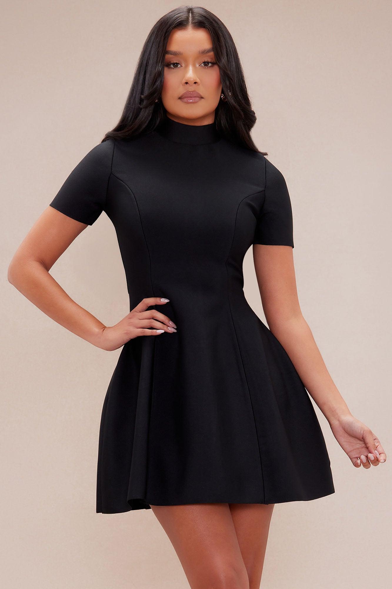 Blakely Bandage A Line Mini Dress - Black Product Image
