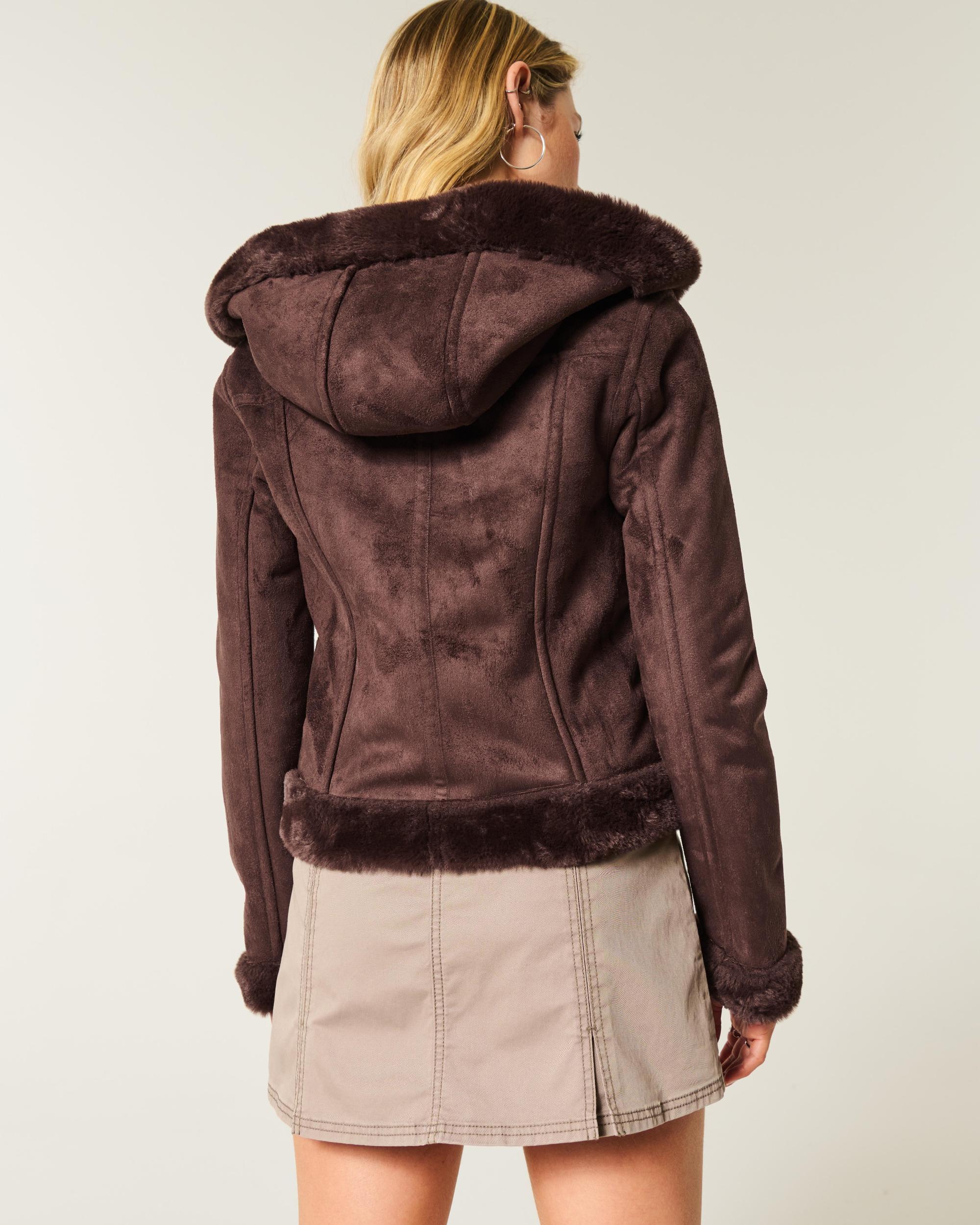 Faux Shearling Zip-Up Hoodie Product Image