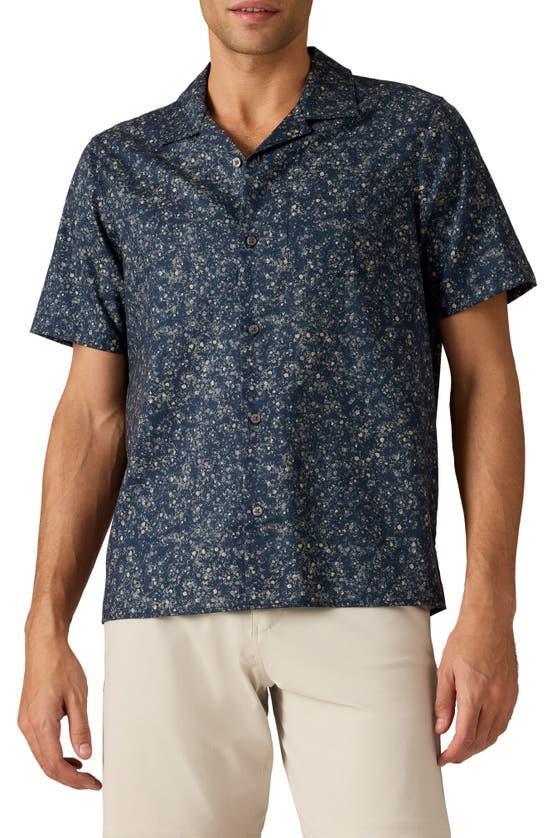 RHONE Floral Stretch Twill Camp Shirt In Navy Floral Print Product Image