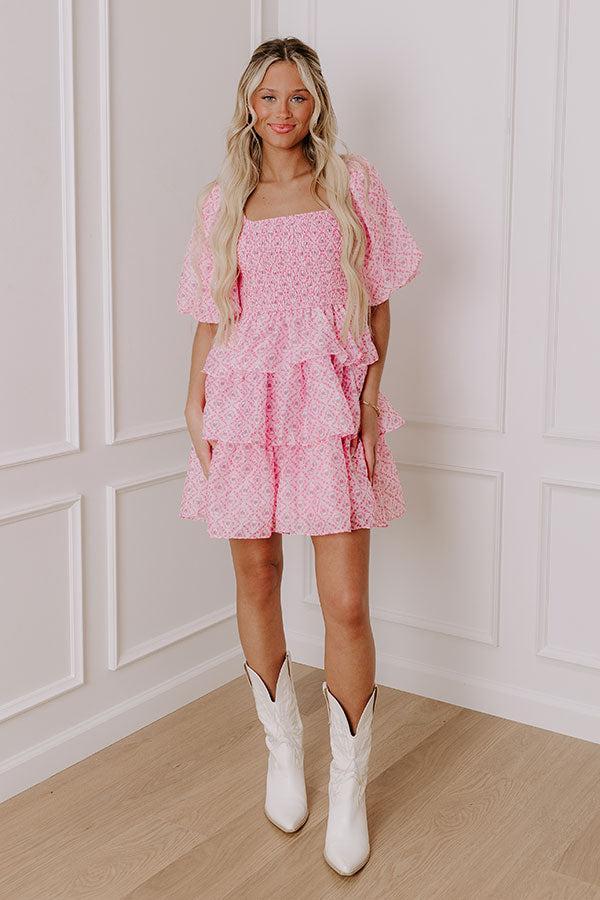 Affectionate Allure Tiered Mini Dress in Pink Product Image