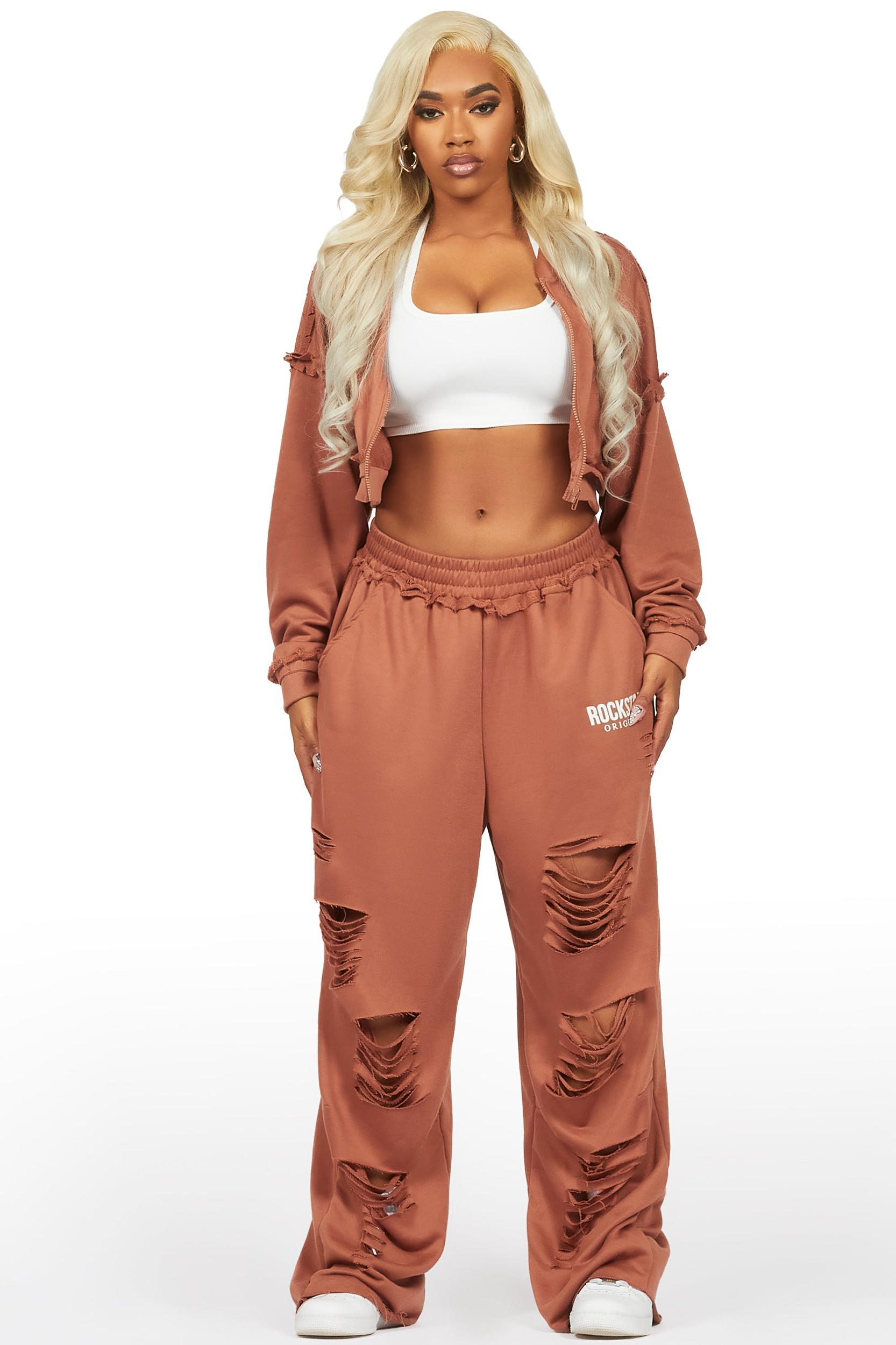 Corrina Mocha French Terry Oversized Trackset Female Product Image