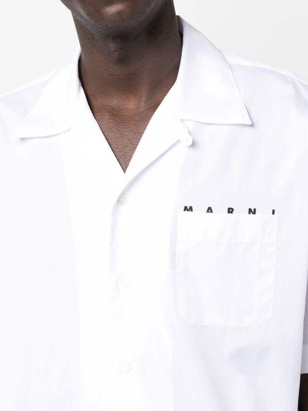 logo-print poplin bowling shirt Product Image