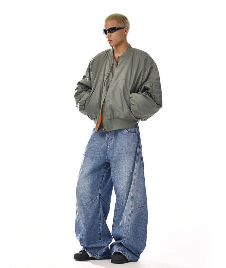 RT No. 12061 BLUE SCIMITAR BAGGY STRAIGHT DENIM JEANS Product Image