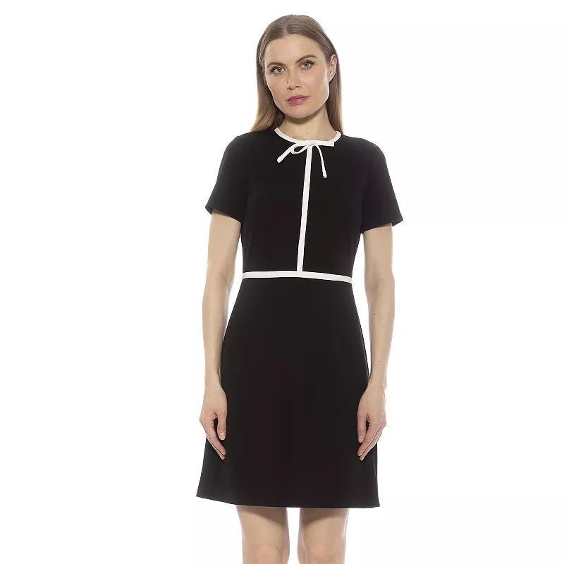 Women's ALEXIA ADMOR Eira Short Sleeve Fit and Flare Dress, Size: Small, Ivory Product Image