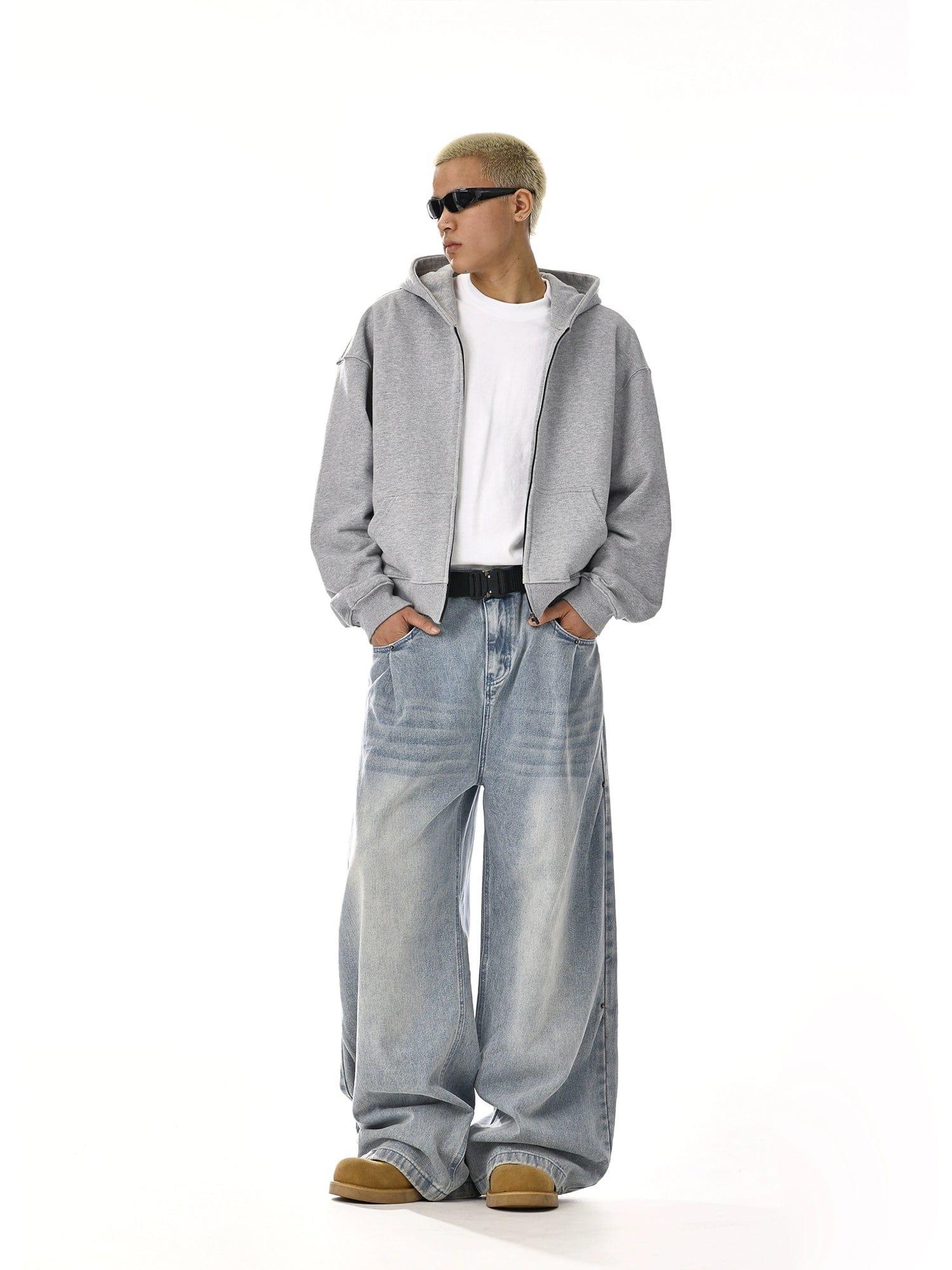 RT No. 12059 WASHED BLUE RELAX STRAIGHT DENIM JEANS Product Image