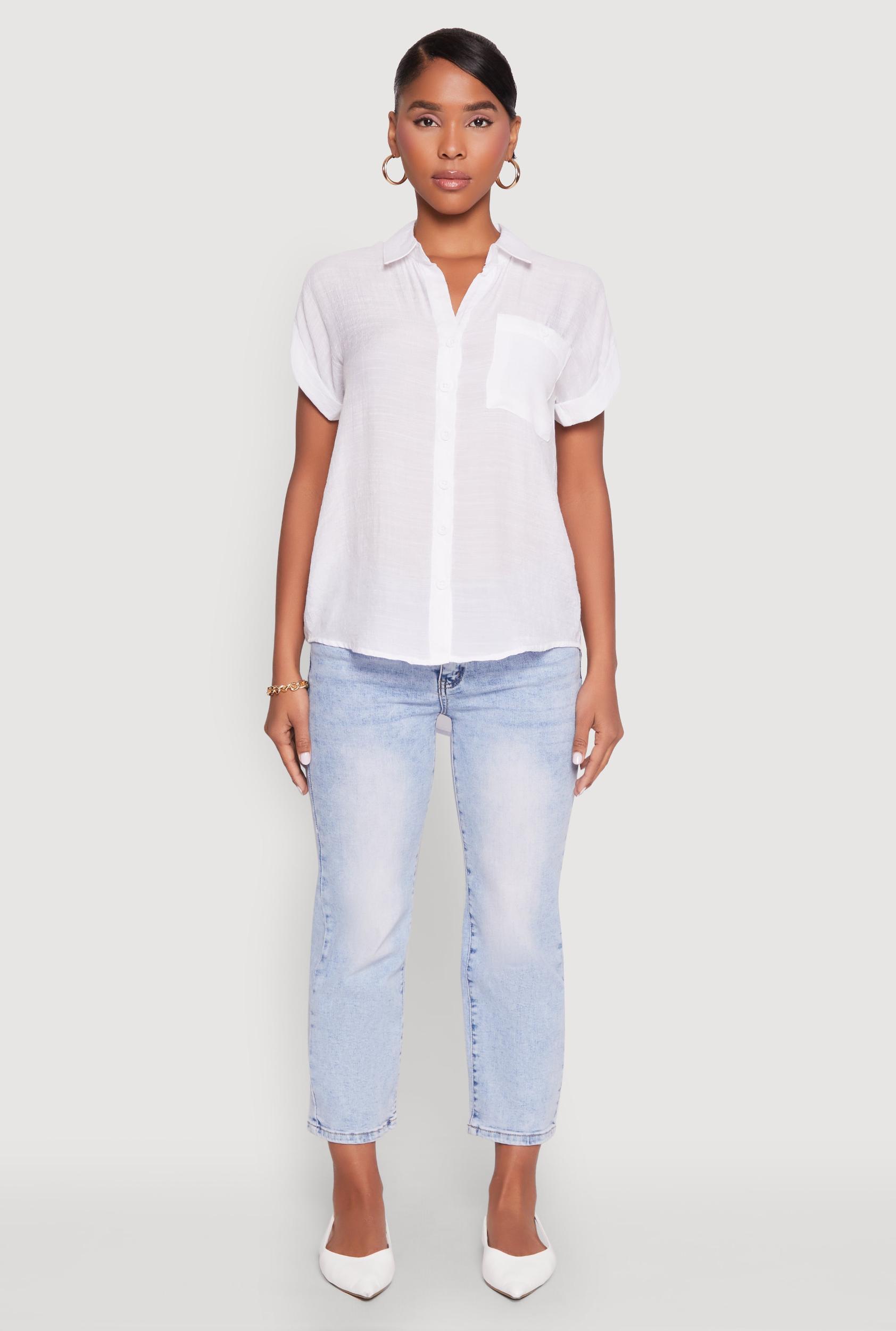 Womens Fixed Cuff Button Front Shirt Product Image