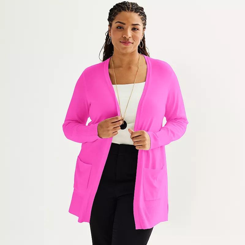 Plus Size Nine West Essential Pocketed Cardigan, Womens Product Image