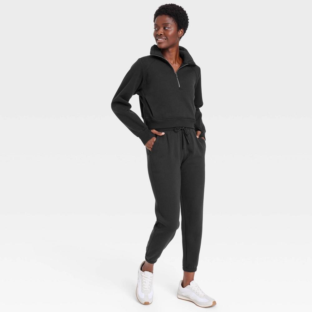 Women's Fleece High-Rise Jogger Sweatpants - All In Motion™ Black XL: Fit, Adjustable Waistband, Side Pocket Product Image