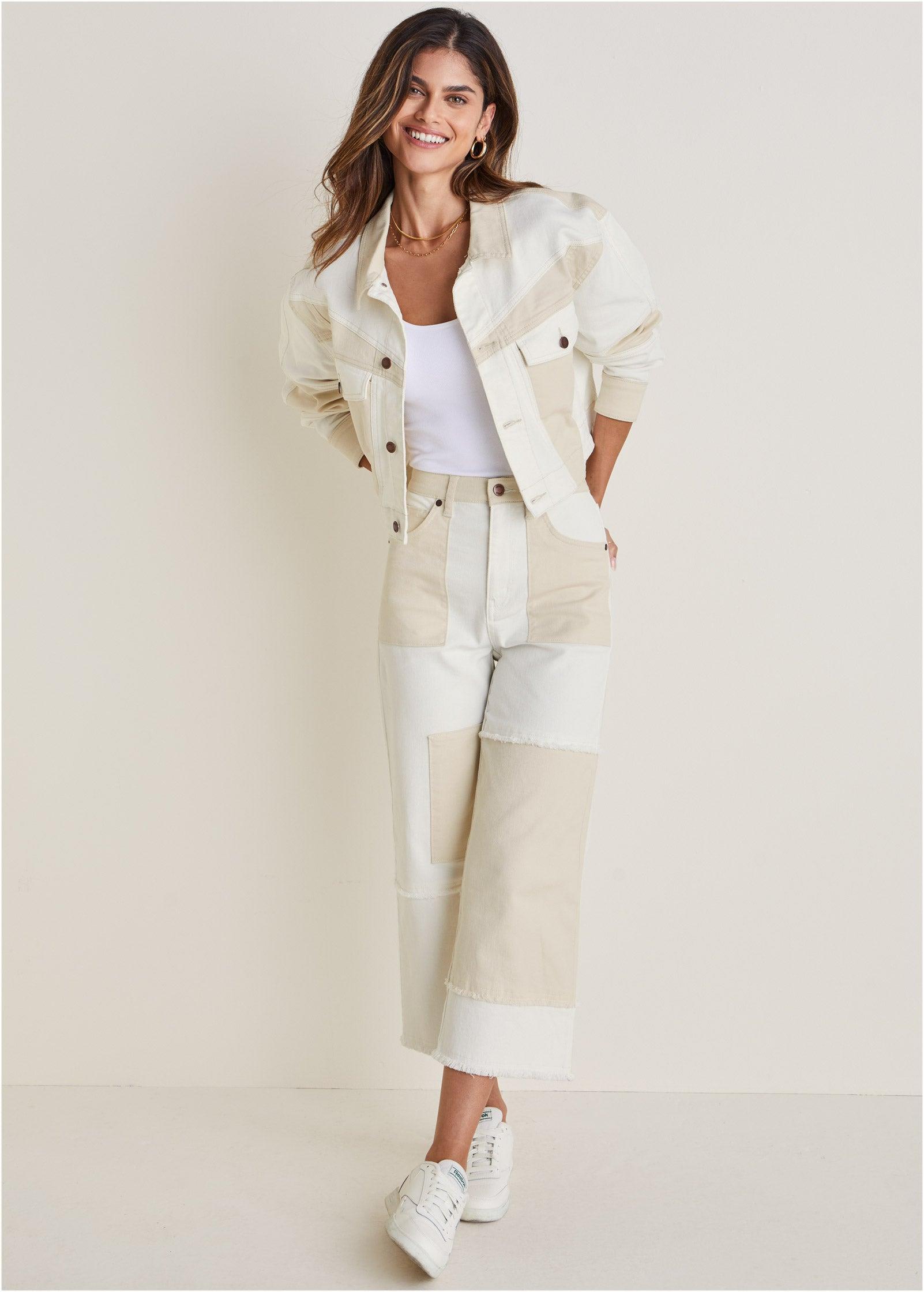 Patchwork Denim Jacket - Whisper White/Turtledove Combo Product Image