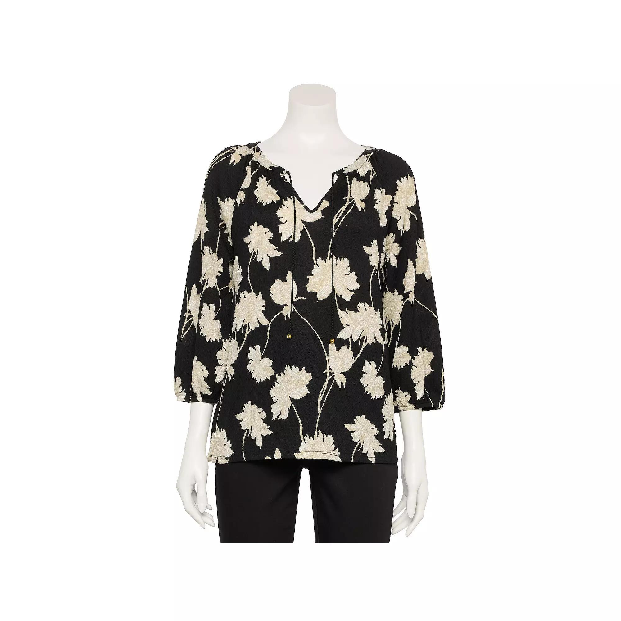 Womens Croft & Barrow 3/4-Sleeve Peasant Top Product Image
