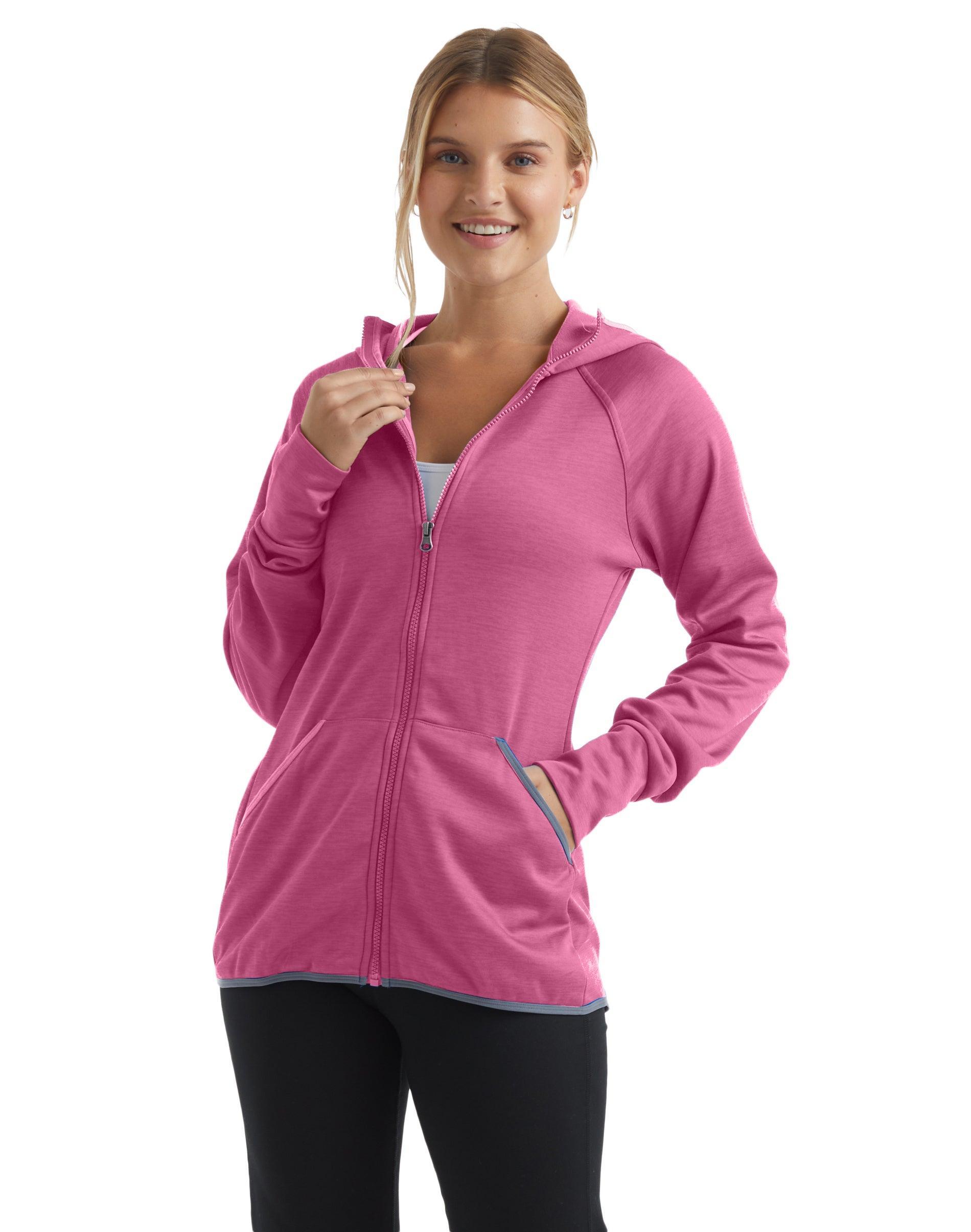 Hanes Sport Womens Full-Zip Fleece Hoodie Awesome Blue Heather L Product Image