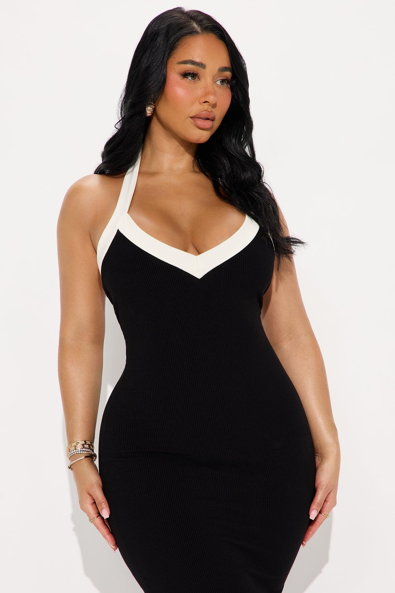 Aisha Snatched Midi Dress - Black Product Image