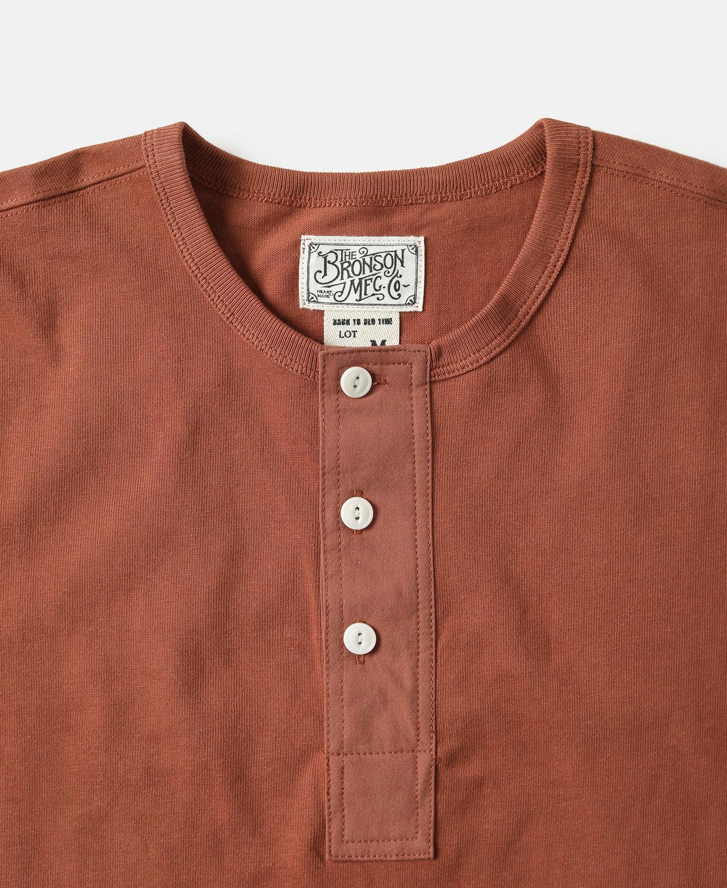 Vintage Short Sleeve Henley T-Shirt - Brick Red Product Image