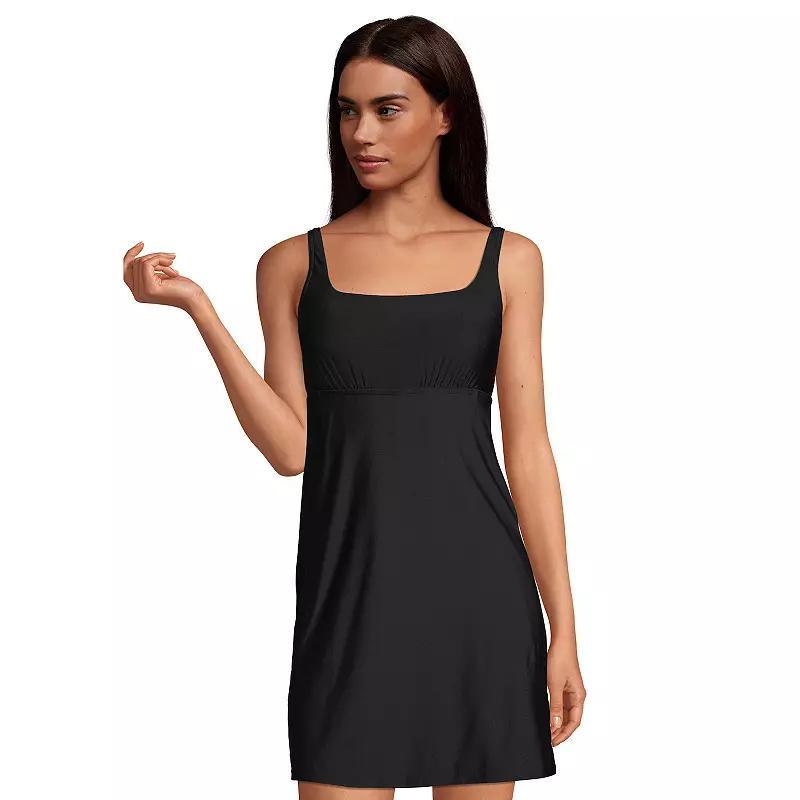 Women's Lands' End Tummy Control UPF 50 Squareneck One-Piece Swim Dress, Size: 6, Deep  Blue Product Image
