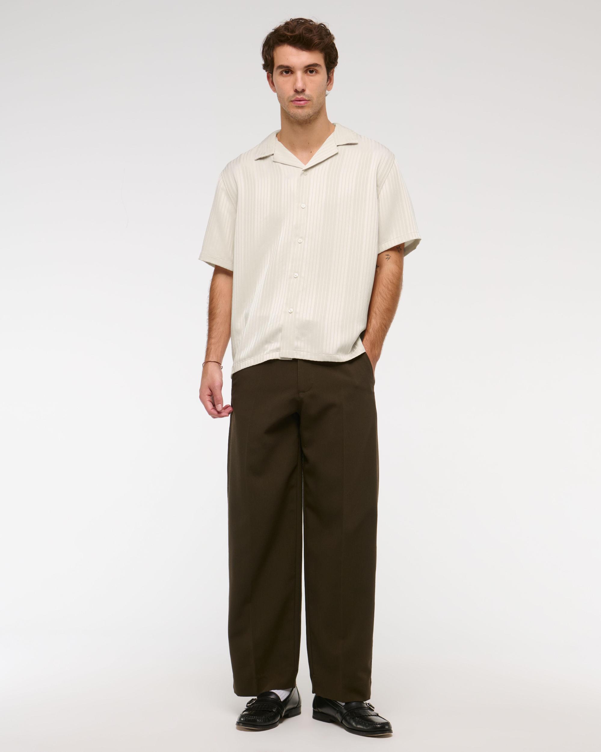 Camp Collar Textured Button-Up Shirt Product Image