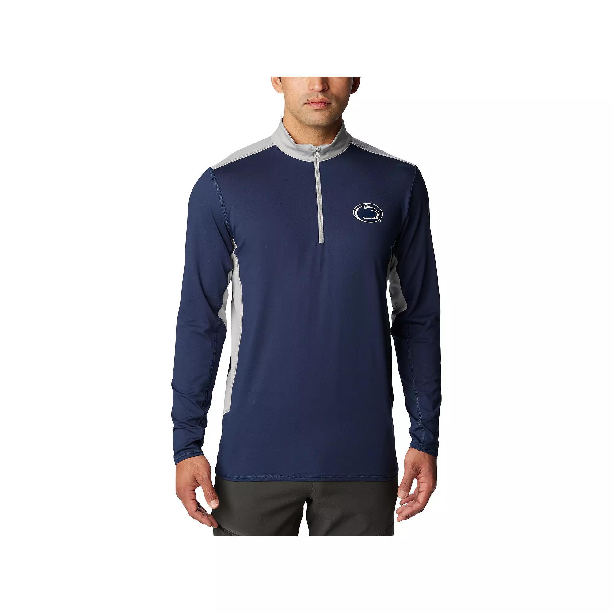 Men's Columbia Navy Penn State Nittany Lions Tech Trail™ Omni-Shade Quarter-Zip Top, Size: Small, Blue Product Image