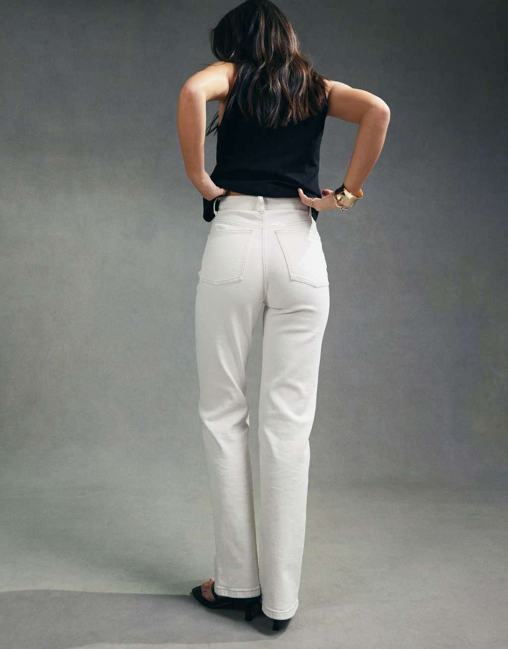 ASOS DESIGN comfort stretch straight leg jeans in off white Product Image