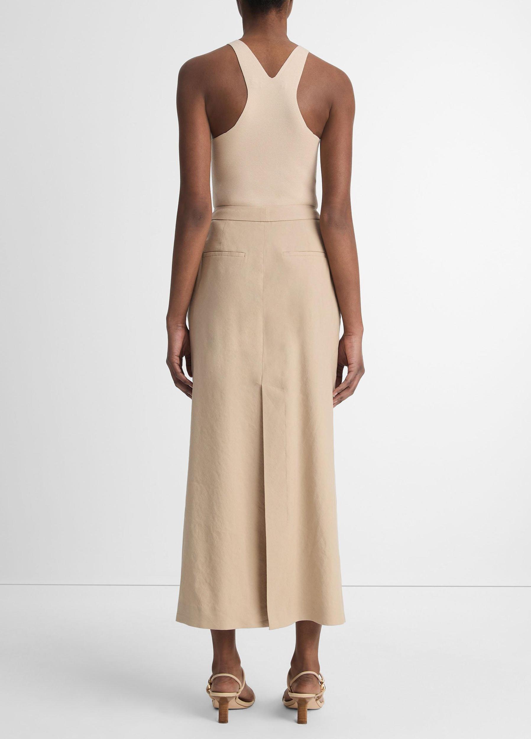 Womens Linen-Blend Mid-Rise Maxi Skirt, Dark Cliffside, Size 10 Vince Product Image
