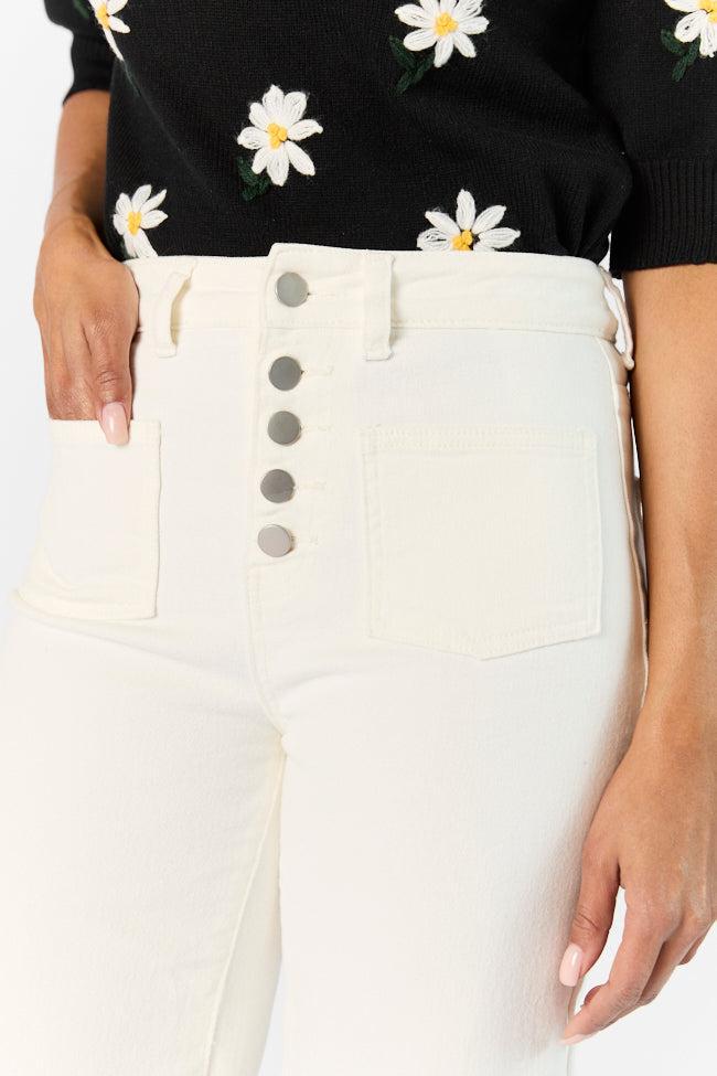 Sutton White Wide Leg Patch Pocket Jeans SALE Product Image