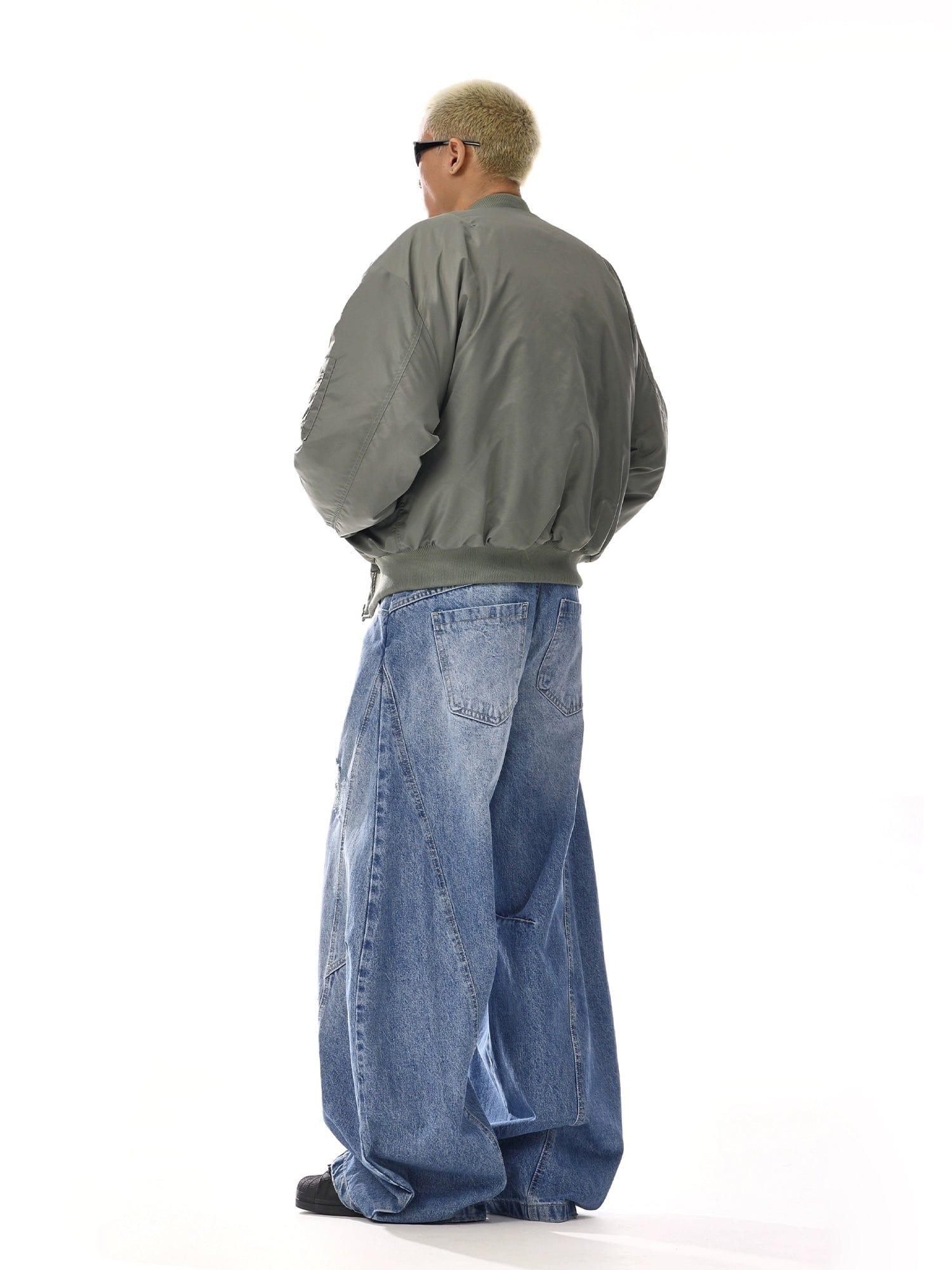 RT No. 12061 BLUE SCIMITAR BAGGY STRAIGHT DENIM JEANS Product Image