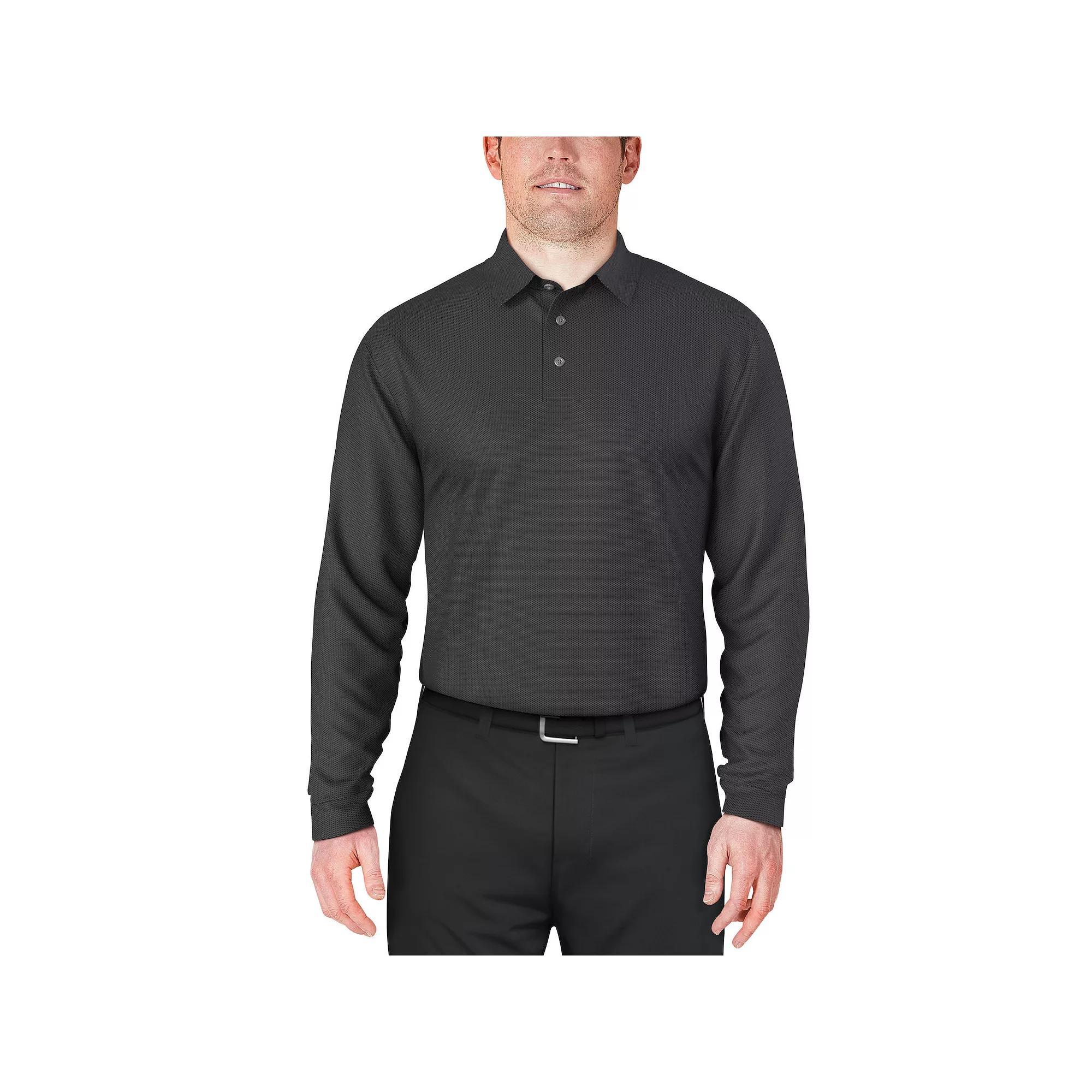 Mens Grand Slam Mini Jacquard Long Sleeve Golf Polo Product Image