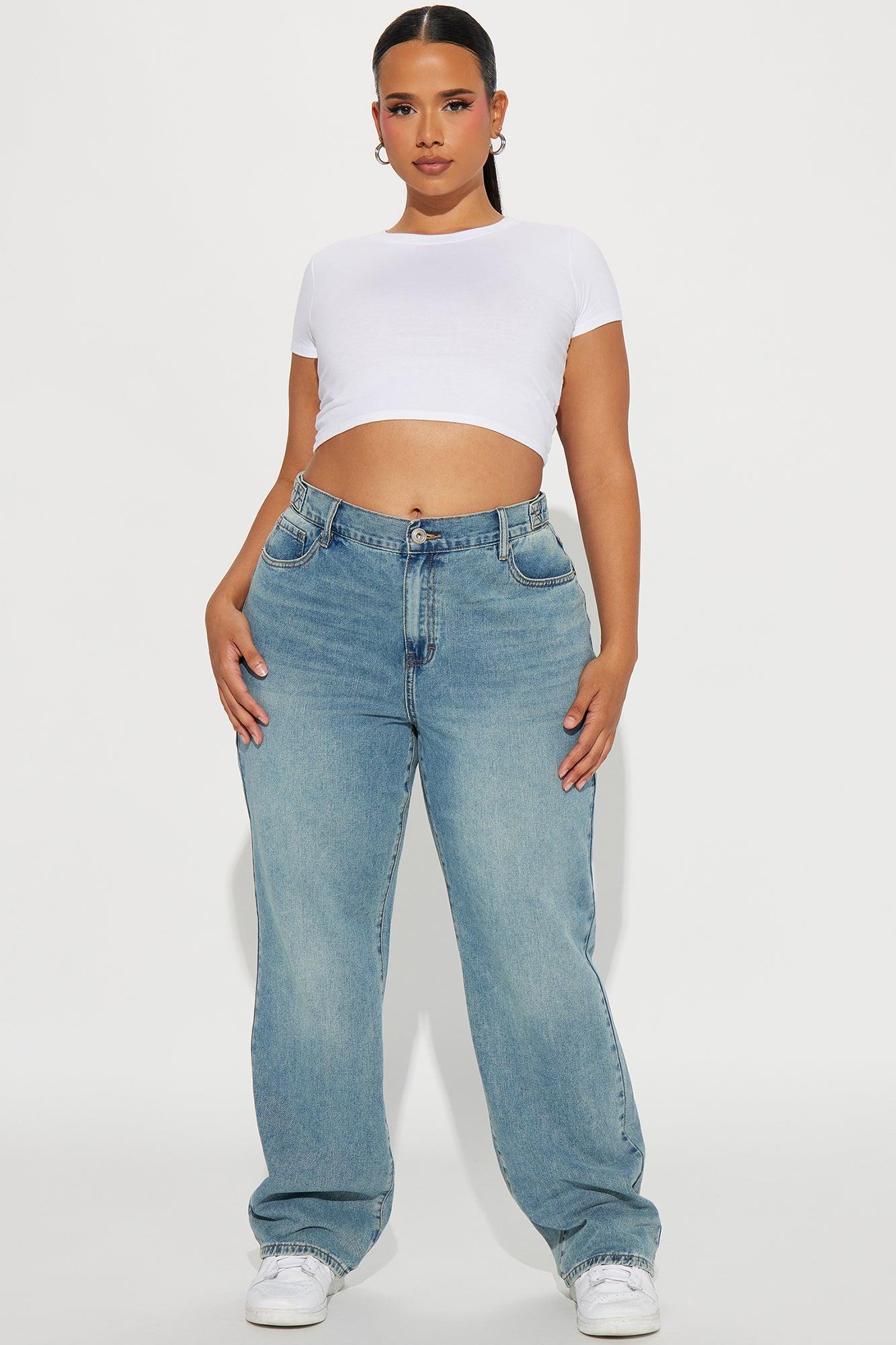 Dani Drop Waist Straight Leg Jeans - Medium Wash Product Image