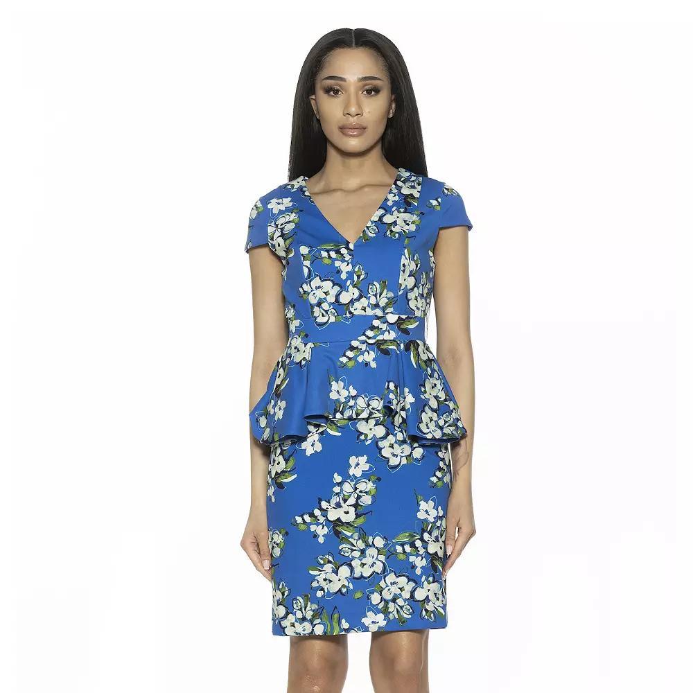 Women's ALEXIA ADMOR Fitted Sheath Dress, Size: Large, Blush Floral Product Image
