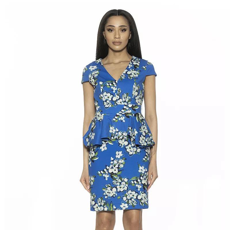 Women's ALEXIA ADMOR Fitted Sheath Dress, Size: Large, Blush Floral Product Image