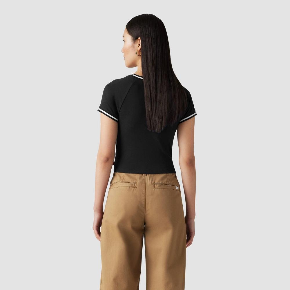 Levi's® Women's Short Sleeve Cropped Oracle Ringer T-Shirt - Black XS Product Image