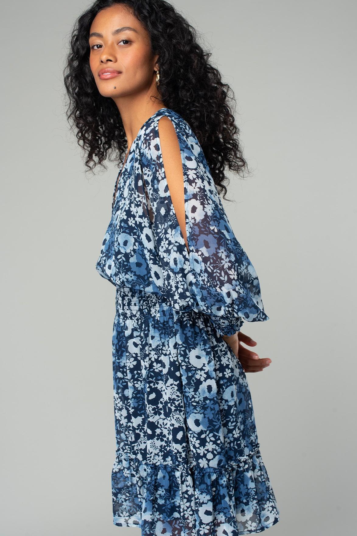Floral Smocked V Neck Mini Dress Product Image