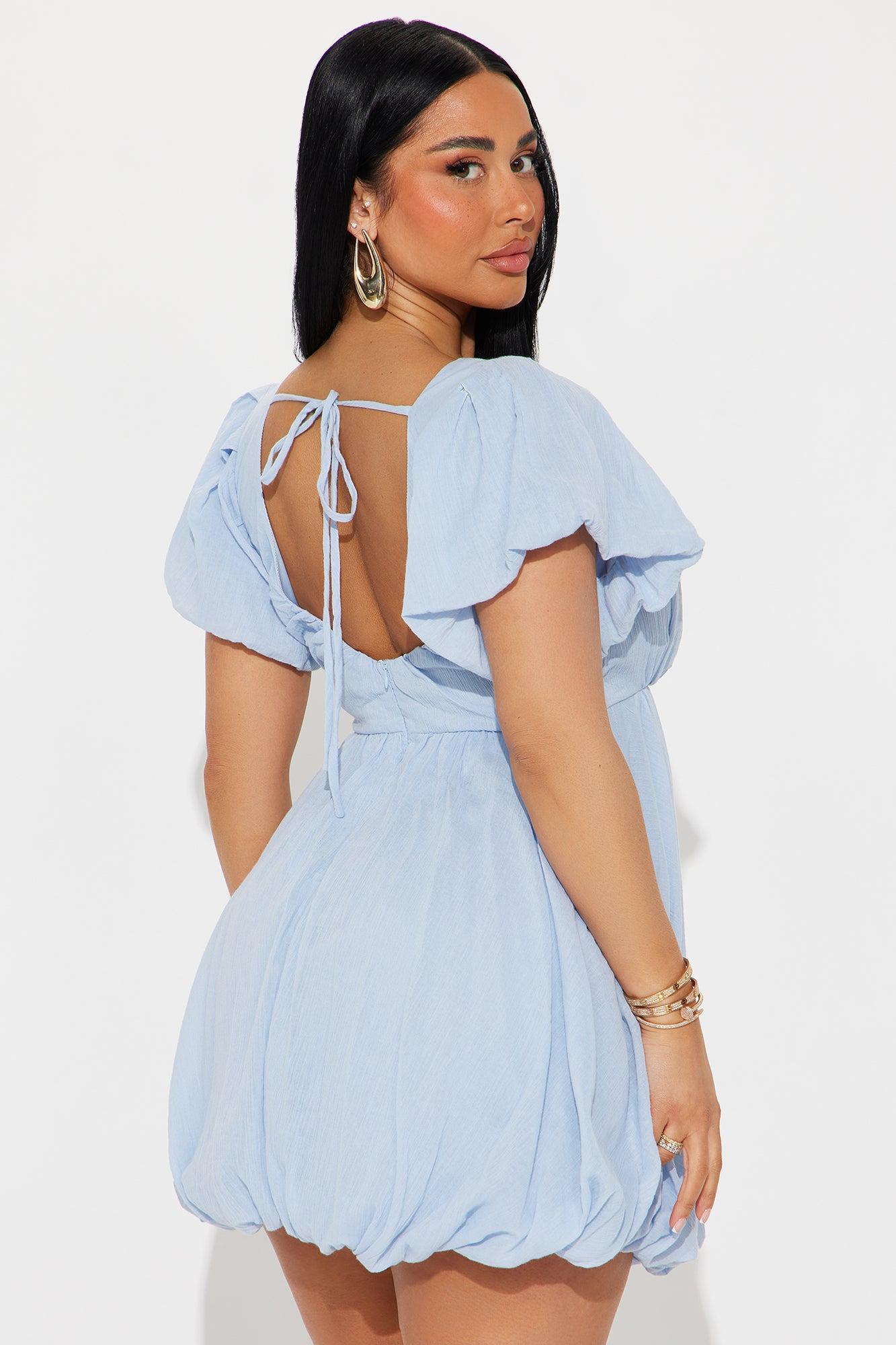 Fiona Short Sleeve Mini Dress - Blue Product Image