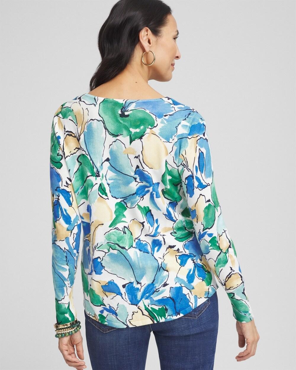 V-Neck Floral Pullover Sweater Product Image
