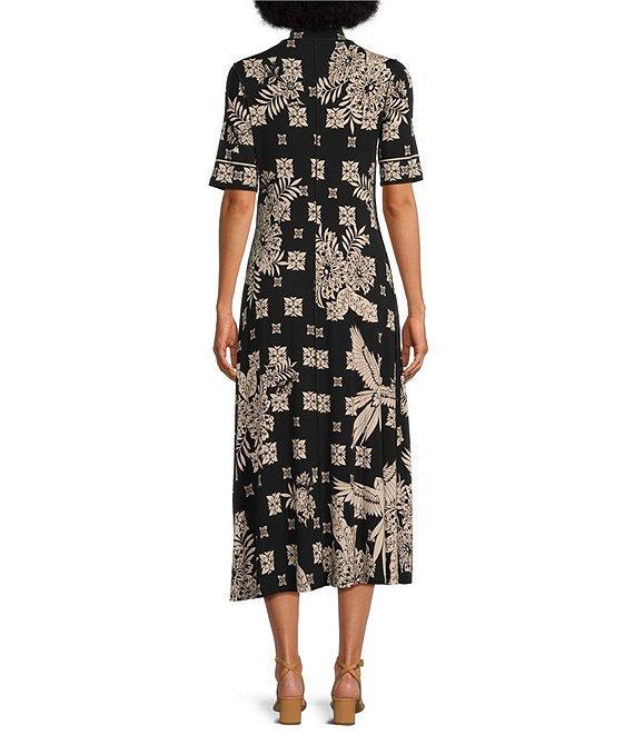 JOHNNY WAS The Janie Favorite Short Sleeve Seamed Mock Neck Printed Dress Product Image