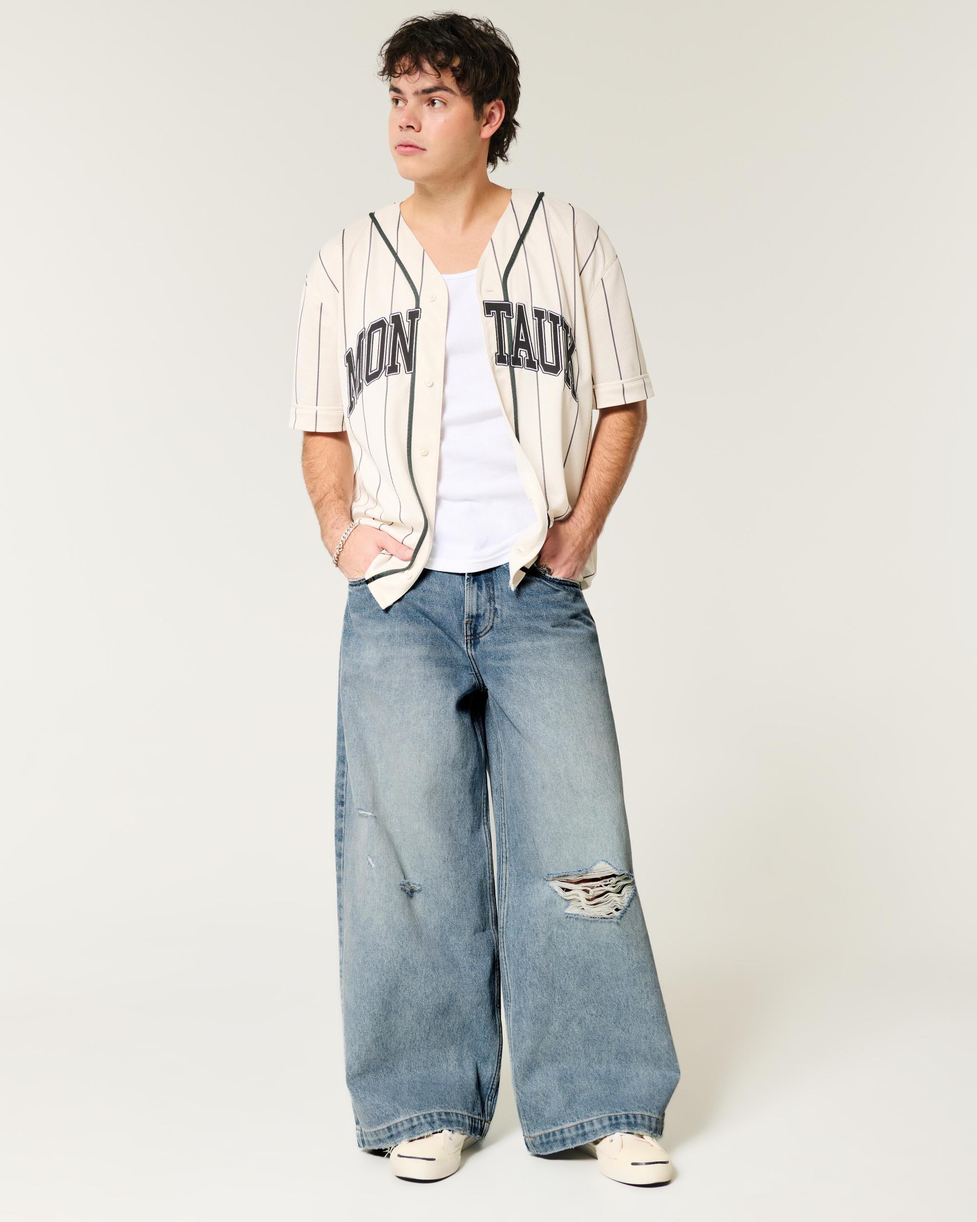Ripped Light Wash Extreme Baggy Jeans Product Image