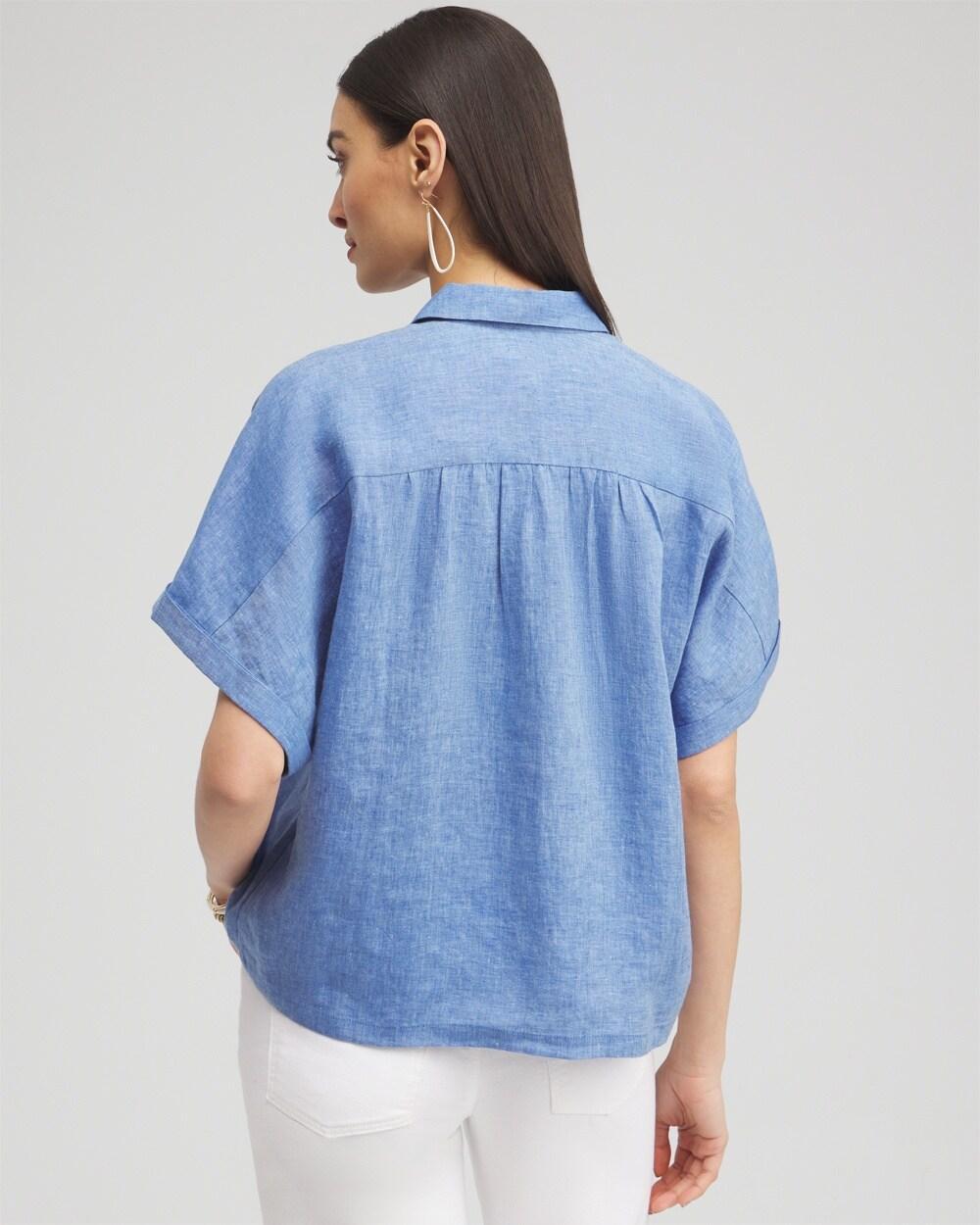 Linen Embroidered Applique Shirt Product Image