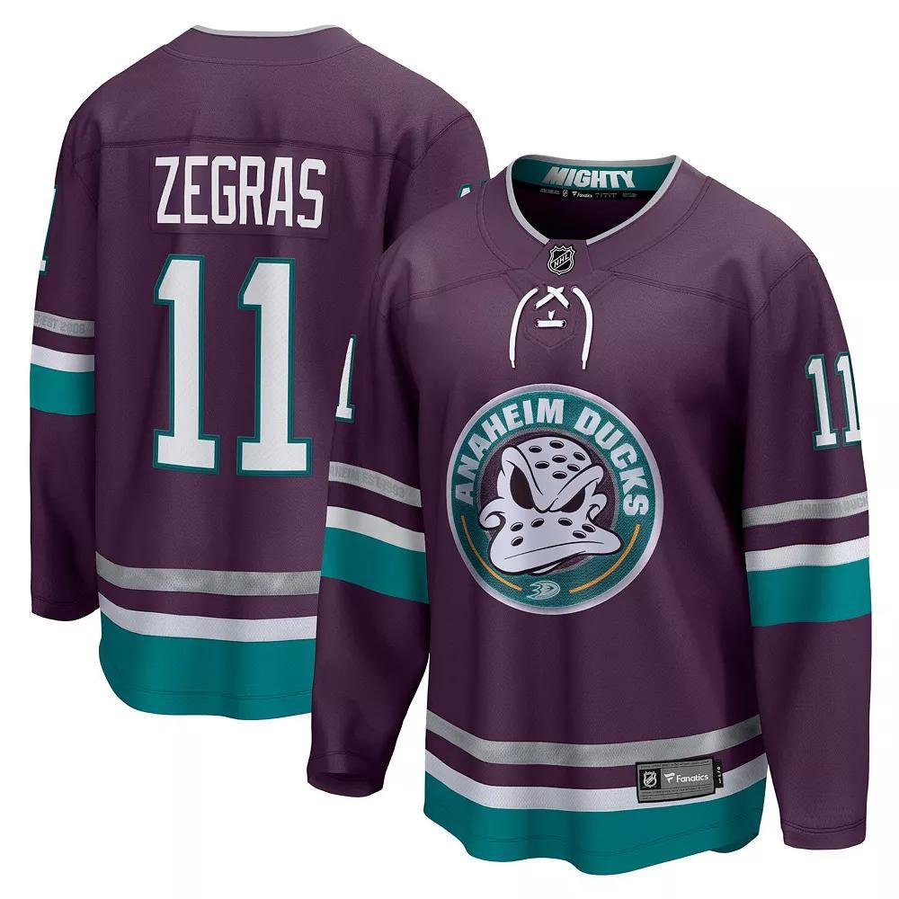 Men's Fanatics Branded Trevor Zegras Purple Anaheim Ducks 30th Anniversary Premier Breakaway Jersey, Size: Small, Dks Purple Product Image