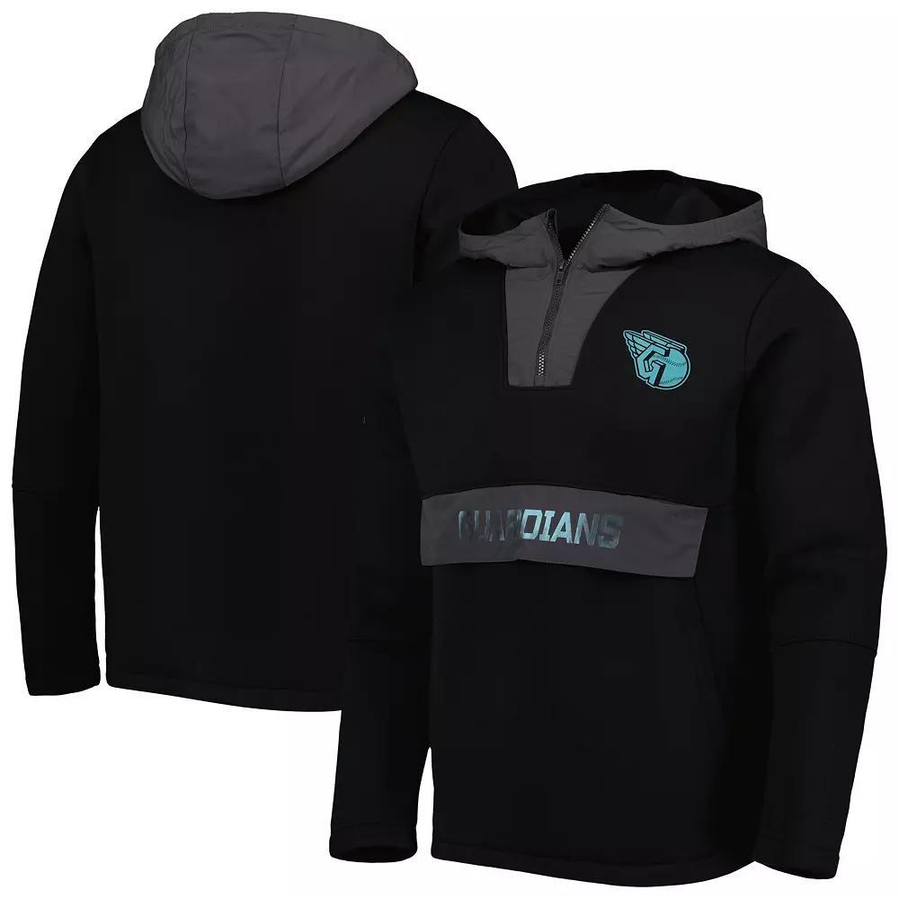 Men's Levelwear Black Cleveland Guardians Ruckus Quarter-Zip Hoodie, Size: Medium, Grd Black Product Image
