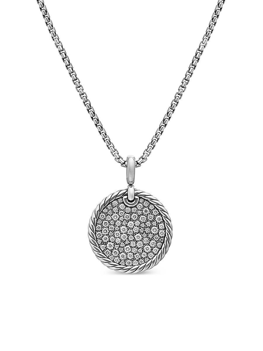 Womens DY Elements Disc Pendant in Sterling Silver with Diamonds, 24mm Product Image